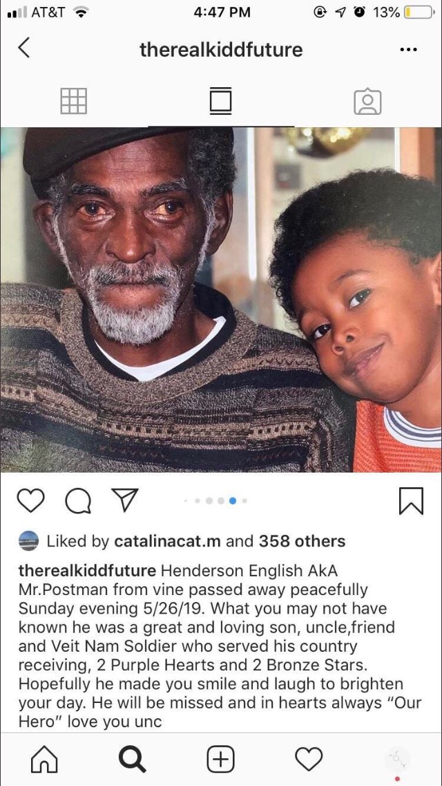 Rest In Peace Mr. Postman😢.