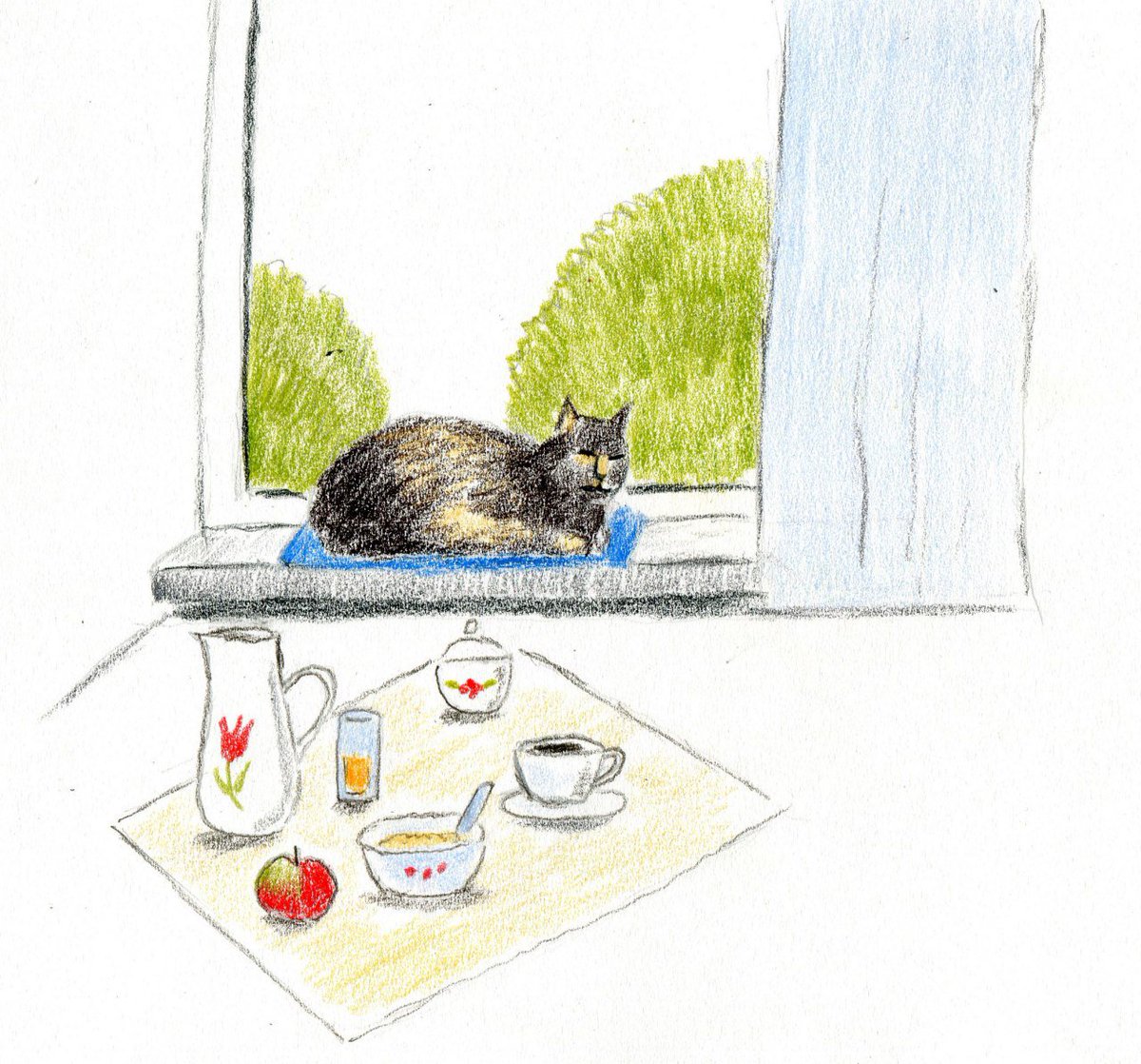 murmurarium's tweet photo. Marfa and breakfast for Illustration Friday #illustrationfriday #pencildrawing https://t.co/GppScri9b7