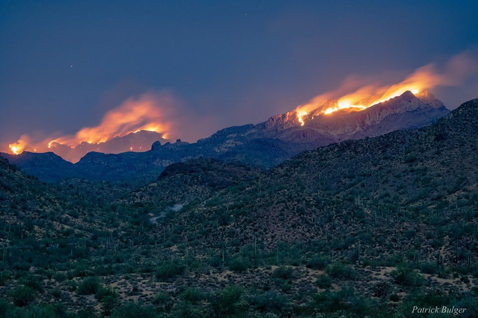 Decaturr's tweet photo. JUST SAYING Arizona is on fire. 
Superstition mountain has over 10,000 acres BURNED. 
WOODBURY FIRE keeps getting bigger as they try and put it out. 
Of course it’s caused by a human. 
This is horrible. 
#WoodburyFire 
#SuperstitionMountain 
#Arizona https://t.co/6syRKrLHzj