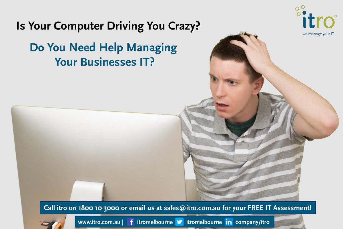 Is your business experiencing #cybersecurity issues?
Sick of slow computers, #viruses and email scams?
Give us a call on 1800 10 3000 or click on this link for your FREE IT assessment: bit.ly/2JH7kQs

#slowcomputer #itsupport #itro #itsolutions #cyberattack #emailscam