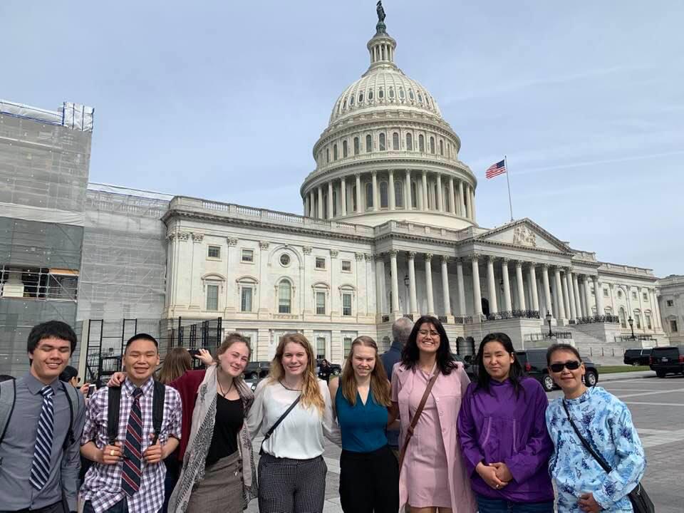 AKCenter's tweet photo. Alaskan youth are demanding action on #pebblemine and #ClimateChange In Washington D.C. #YouthLobbyDay #NoPebbleMine #ClimateActionNow #AYEA #OurHomeOurFuture https://t.co/FfDP3ry8wA