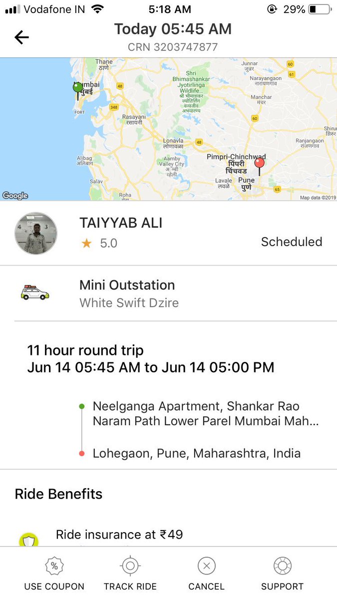 JaiMohanM's tweet photo. @Olacabs 5:45 pick up. Driver does not turn up even after 6:05, cancels post that. How can you cancel a ride post arrival time https://t.co/5qEm5nHGes