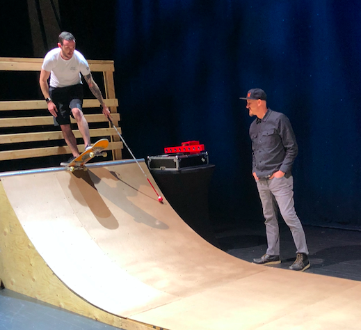 NotImpossible's tweet photo. We will be onsite at the @DewTour tomorrow supporting our friend, blind skater @justinthebishop, who will be using a new piece of #NotImpossible technology we created with @Zappos and @ZapposAdaptive to help him navigate while he skates! Stay tuned for updates. https://t.co/3g1rCoHObO