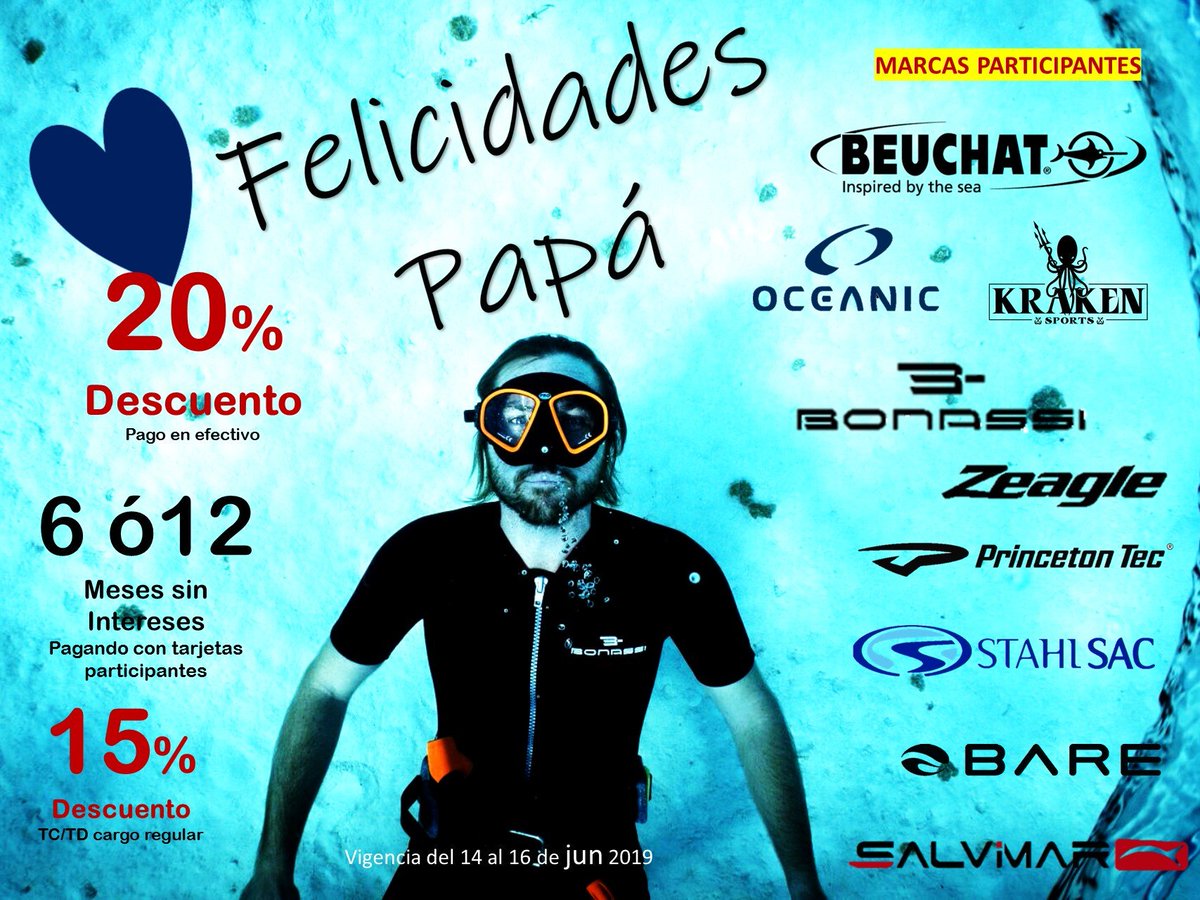 CetusVentas's tweet photo. Ven y consciente a papá, ofertas desde el 20% de descuento, en marcas participantes del 14 al 16 de Junio.
#OceanicWorldWide #Bare #Kraken #Bonassi #Beuchat #Salvimar #Stahlsac #PrincetonTec
#DíadelPadre #Regalo #Buceo #Ofertas #CetusDiveCenter https://t.co/3zUud8QRgR