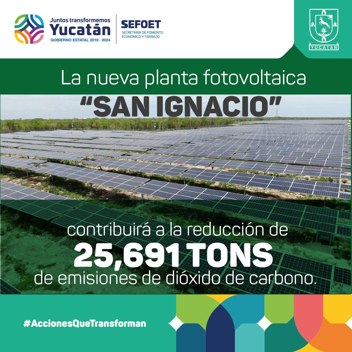 SETYYucatan's tweet photo. Con el inicio de operaciones de la planta “San Ignacio”, el estado reitera su vanguardia en generación de energías limpias y amigables con el entorno, que generará beneficios para más de 30,000 hogares yucatecos. 
Conoce más: https://t.co/QLe9YCQtdB 
#AccionesQueTransforman https://t.co/R4Qvrfe3QO