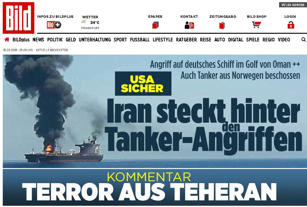 moritur_et_ride's tweet photo. Die Kriegstrommeln, trommeln.

Ich bin vermutlich wieder der Einzige, der 0 Motiv beim Iran sieht in der aktuellen Situation deutsche und norwegische Tanker anzugreifen oder? Kann es noch mehr nach false-flag riechen? 

Diese Scheisse beleidigt meine Intelligenz. #usa #iran https://t.co/AaCnGHuN6K