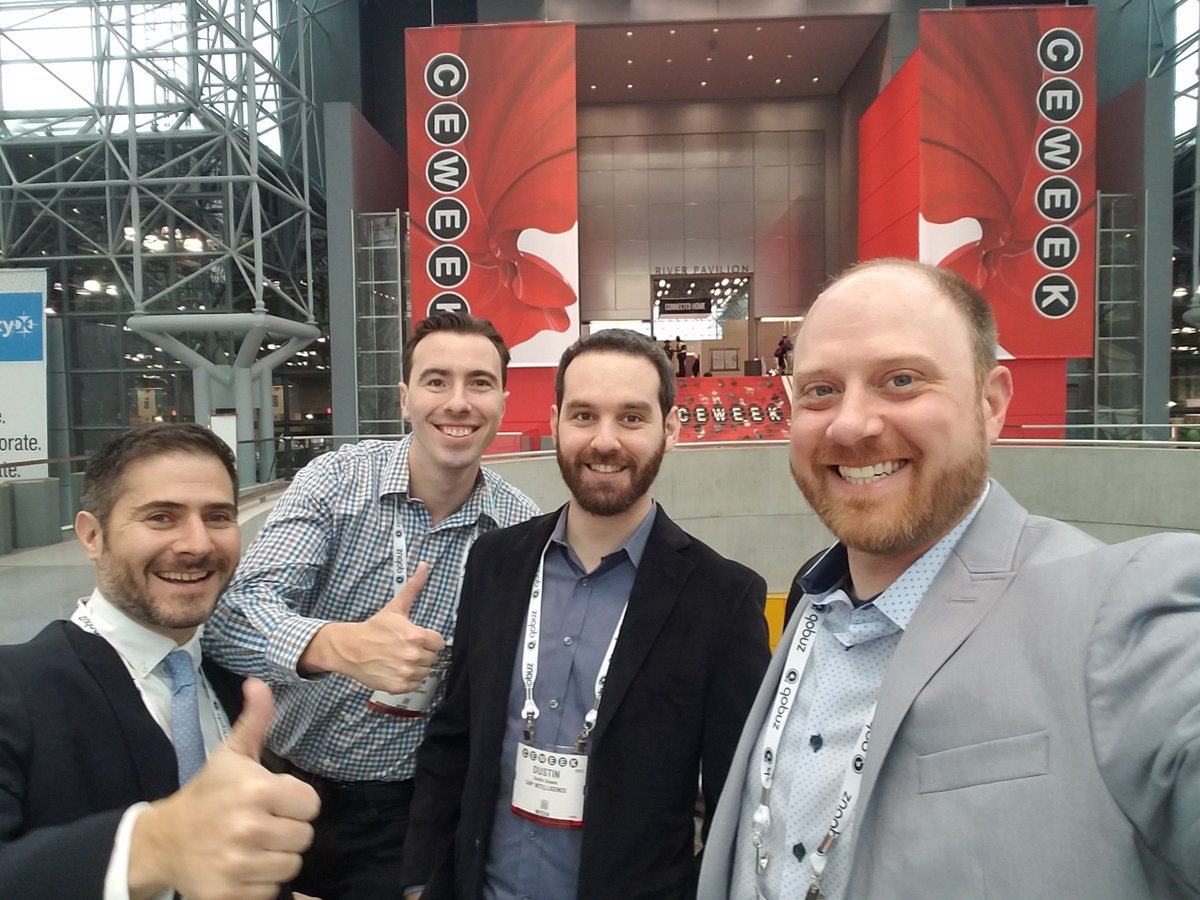 gapintelligence's tweet photo. Jake Fishman, Jason Barry, Dustin Downs, and Scott Peterson give @ceweekny a BIG thumps up. #CEWeekNY #tobeagapper https://t.co/V32Pd8TUQ7