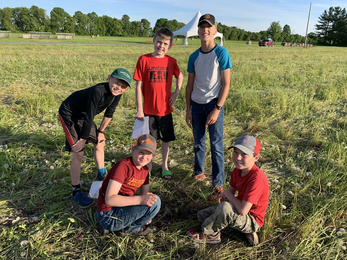 West Carleton 4-H Foodgrains members check soybean seeding depth. Our <a href="/carpfair/">Carp Fair</a> plot was seeded 1/2 into corn stalk stubble, and 1/2 sod. Seed donated by <a href="/Btlfandy/">Andrew Ross</a>, planted by <a href="/RossCaldwel1/">Ross Caldwell</a>, herbicide applied by HHsprayer. #learntodobydoing #thankyou #sprouted