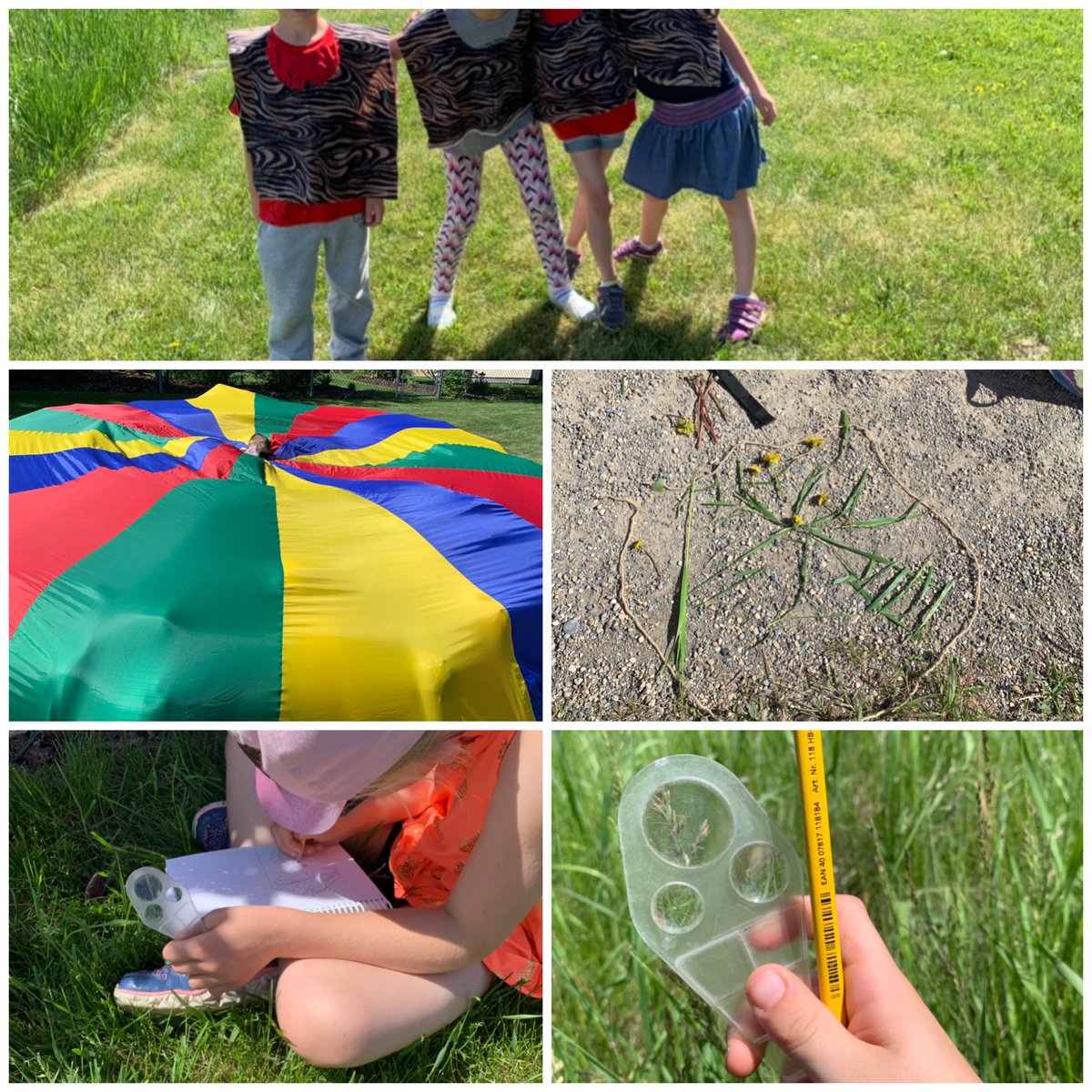 curiousFCS1s's tweet photo. Beautiful morning in Fish Creek. Used a parachute to learn about 3 types of clouds, made art with nature, played the weasel and bobcat game &amp; and looked closely with magnifying glasses to sketch. #outdoored #cbeearthplay #getoutside https://t.co/vzRQOaibqA