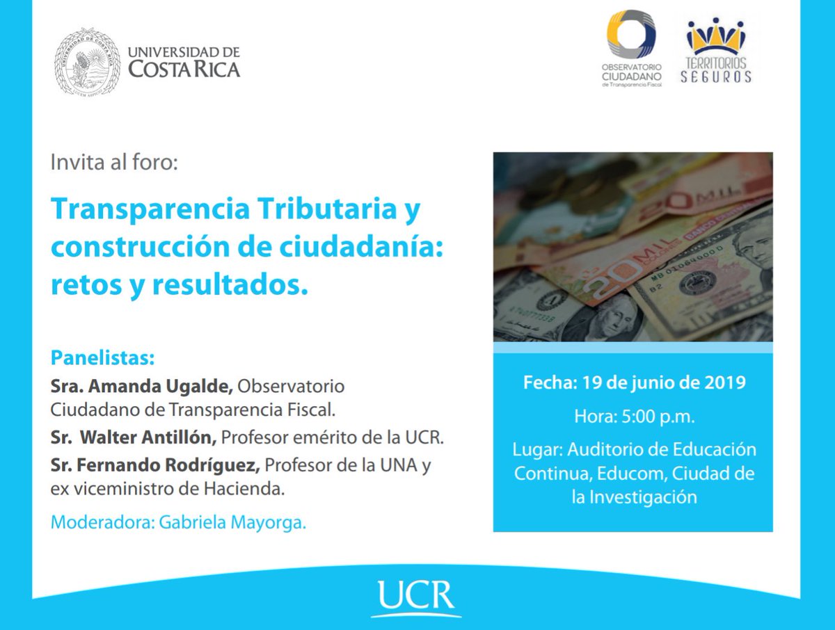 Observatorio Ciudadano de Transparencia Fiscal le invita al: 
Foro Transparencia y construcción de ciudadanía: retos y resultados

#transparenciatributaria #territoriosseguros