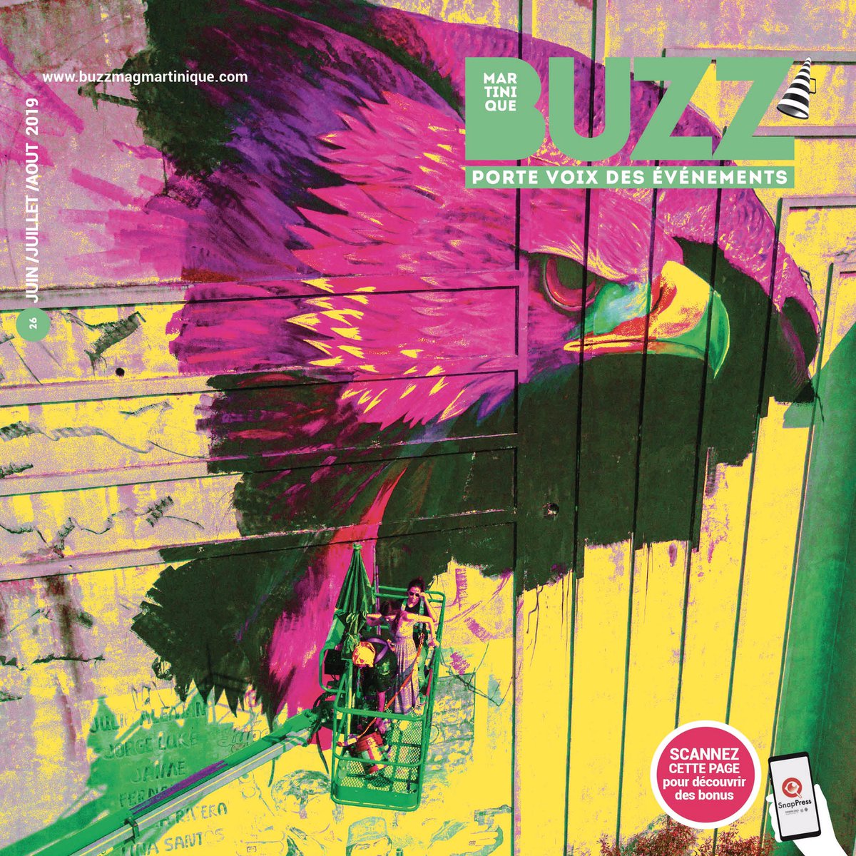 Edition des vacances @buzzmagmartinique #26 Découvrez la couverture en réalité augmentée. Scannez la page avec l'application SnapPress donnez vie au papier. Murale réalisée par Thiago Mazza  Réalité Augmentée <a href="/ElodieCorbel/">Elodie Corbel</a> #wearagency  Infographie @6clik  #buzzmagmartinique
