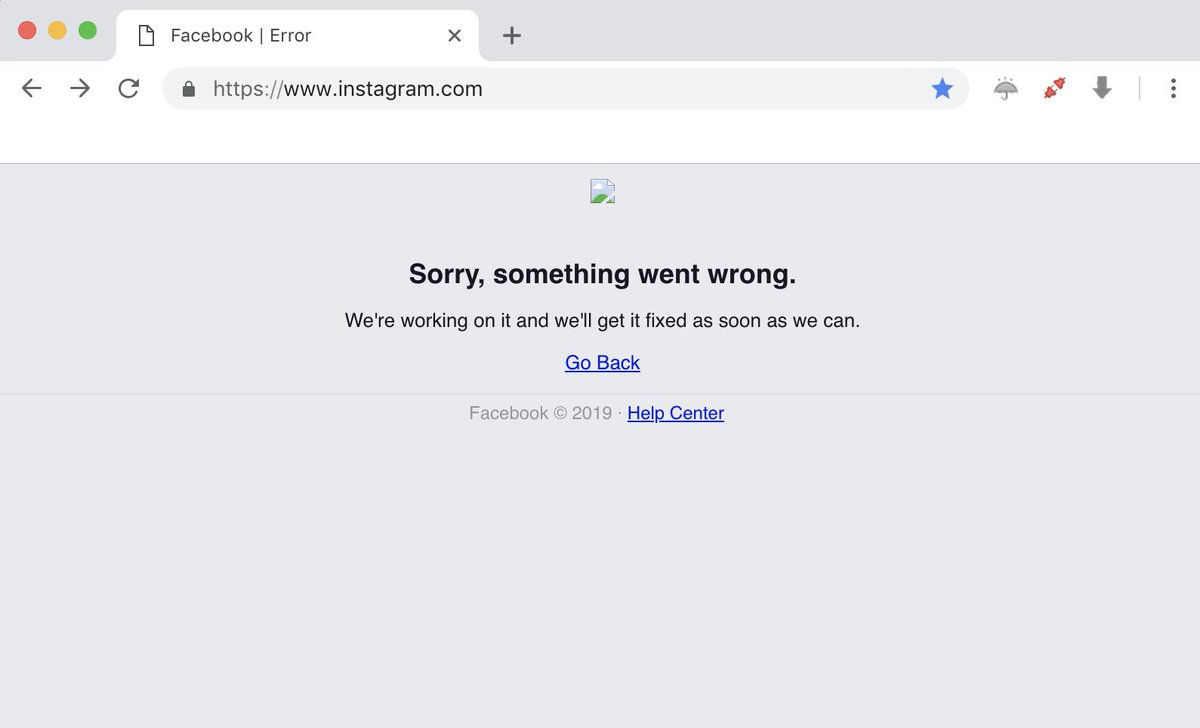 nosmh's tweet photo. Nothing to see here... just #Facebook telling us that #Instagram is broken. I call this KARMA for the #followblock nonsense. #instagramdown https://t.co/F6TWRDk1VU
