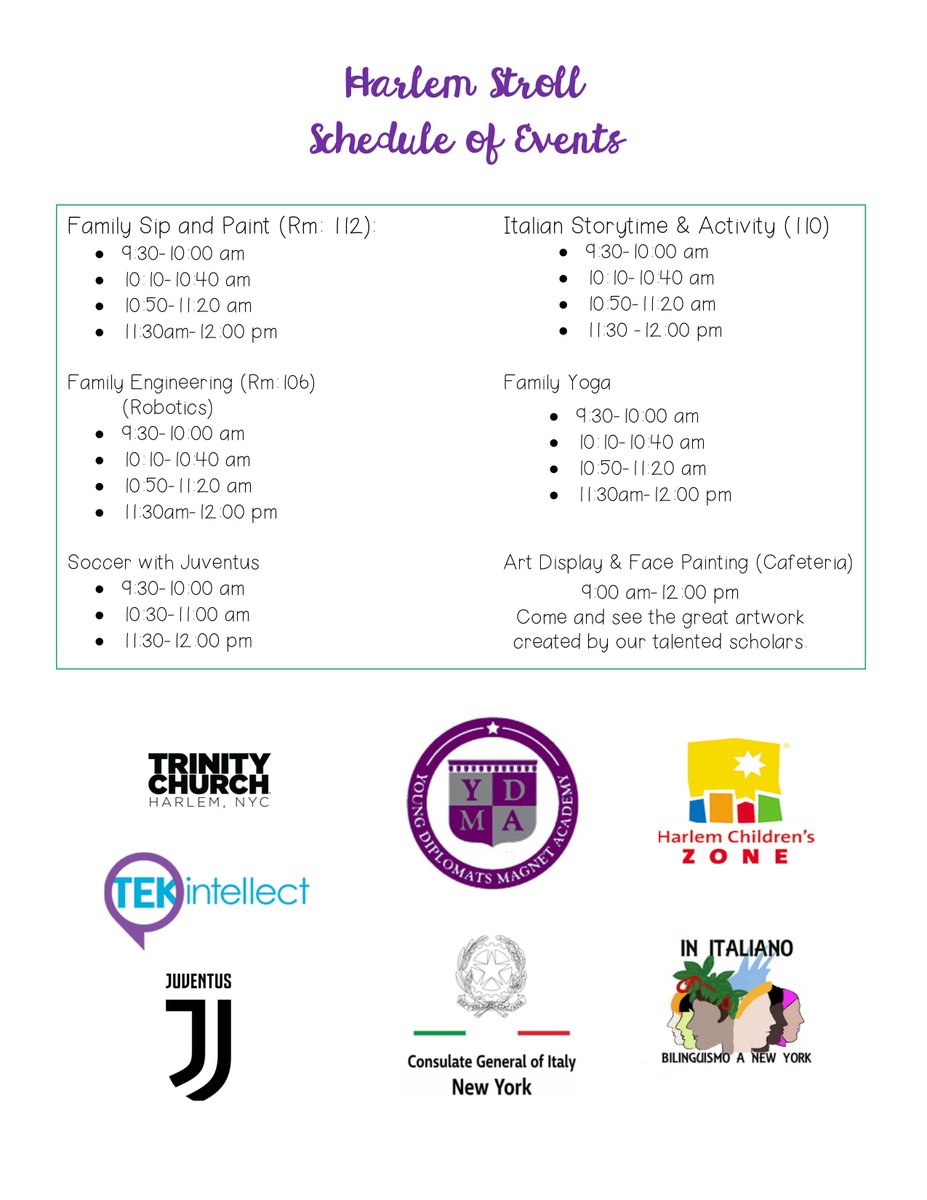 YDMA_PS242's tweet photo. 2 more days until the #Schoolstroll! YDMA has partnered @juventusfcen, are so excited to have them here to promote their soccer program. Join #YDMA for some #familyfun!
#NYCpublicschools
#District3
@DOEChancellor @D3Supt @galeabrewer @NYSenBenjamin https://t.co/wDst4OOEZj