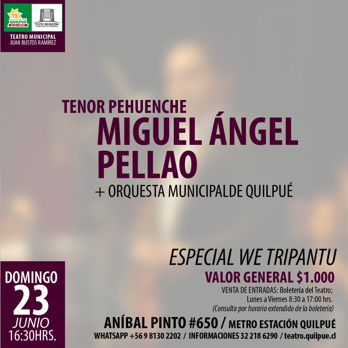 QuilpueTeatro's tweet image. Estamos preparados para celebrar We Tripantu (año nuevo mapuche) con importantes artistas reconocidos nacionalmente como Pedro Cayuqueo y Tenor Pehuenche Miguel Angel Pellao, el exitoso documental Araucaria Araucana, ¡Difunde y comparte!