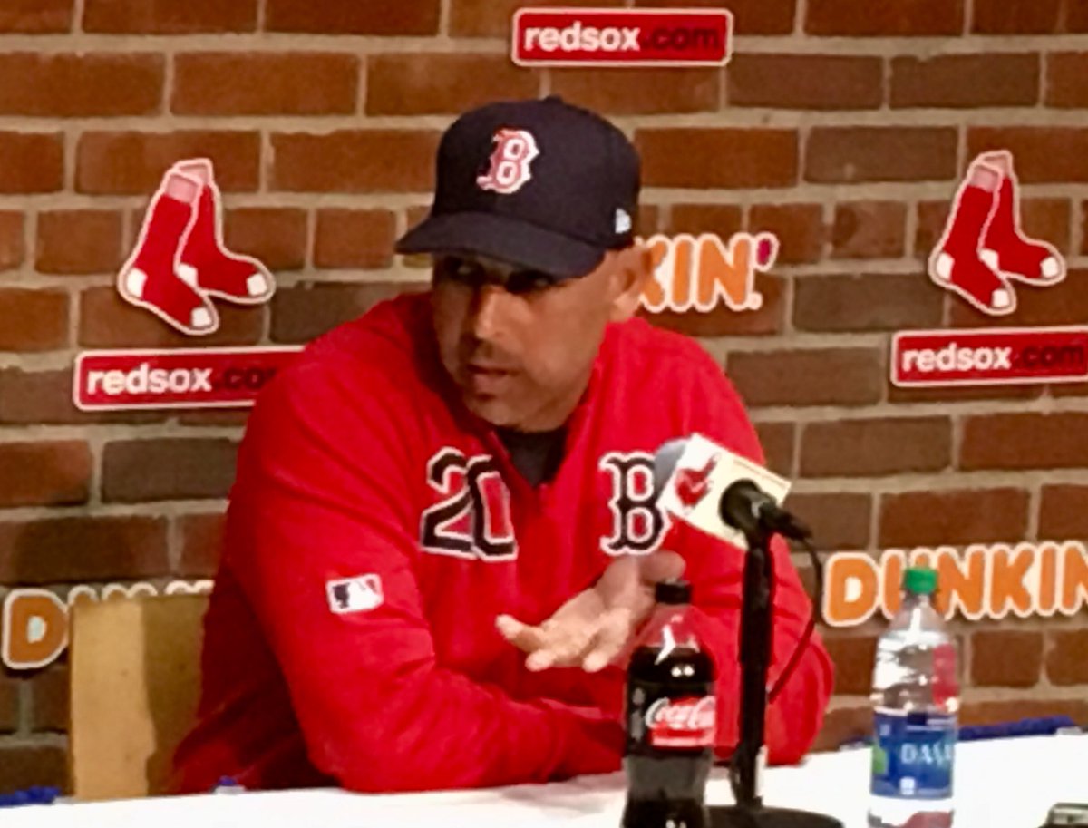 JeffRobinson25's tweet photo. After congratulating the @NHLBruins on their season Cora announces “we got the stage” @RedSox #stanleycupfinal2019 https://t.co/d44AQafSmq