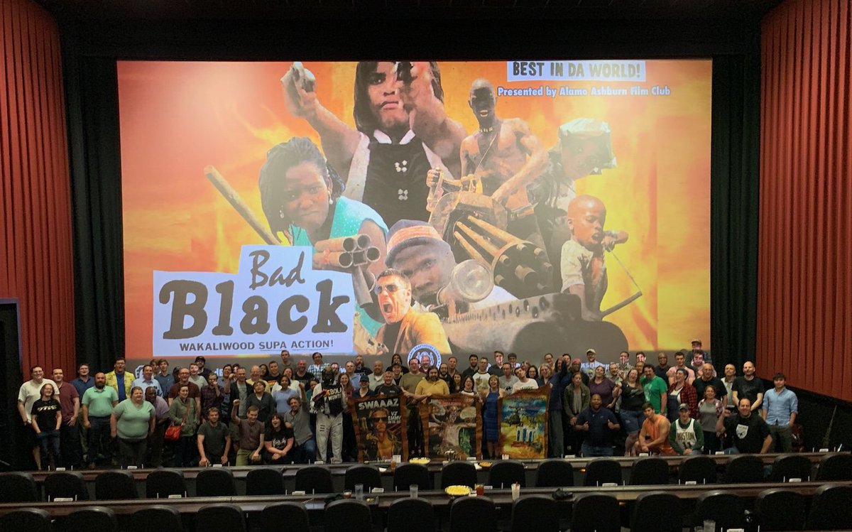AlamoDC's tweet photo. #Wakaliwood invaded @AshburnFilmClub once again as our screening of #BadBlack was followed by Q&A's by @SupaCommando and Isaac Nabwana! Thank you to Alan, Isaac, and all the #SupaAction stars who attended! WAKALIWOOD FOREVER! #AlamoDC @Wakaliwood @filmarchive @alamodrafthouse https://t.co/3bo6SUfBqt