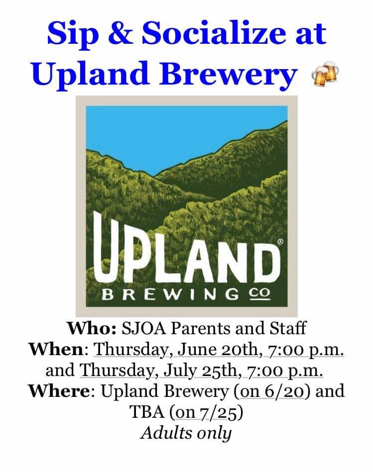 Join parents and staff if the school on June 20 and/or July 25!  Everyone 21 and over is welcome.