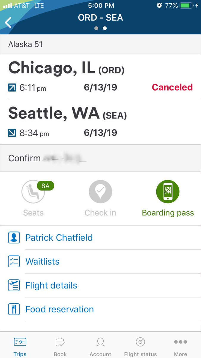 PatChatfield's tweet photo. Bad luck this week with #Alaskaair - flight to Chicago was 3 hours late, and the return flight was canceled! Nice customer service rebooked me on a later (American!) flight, but sheesh! #mvpgold https://t.co/4qGq1k2xWV