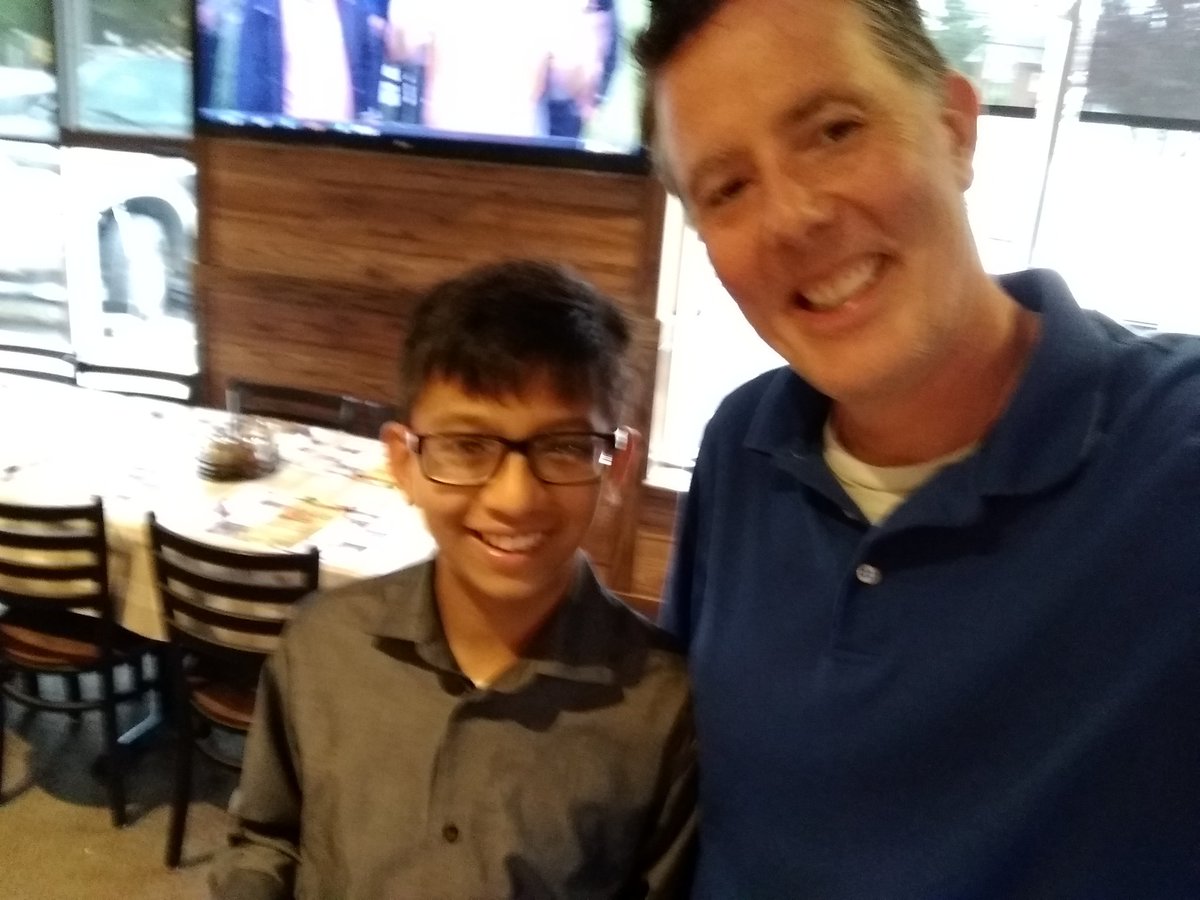 Celebrating the Sertoma essay contest with one of my students.  Congrats!