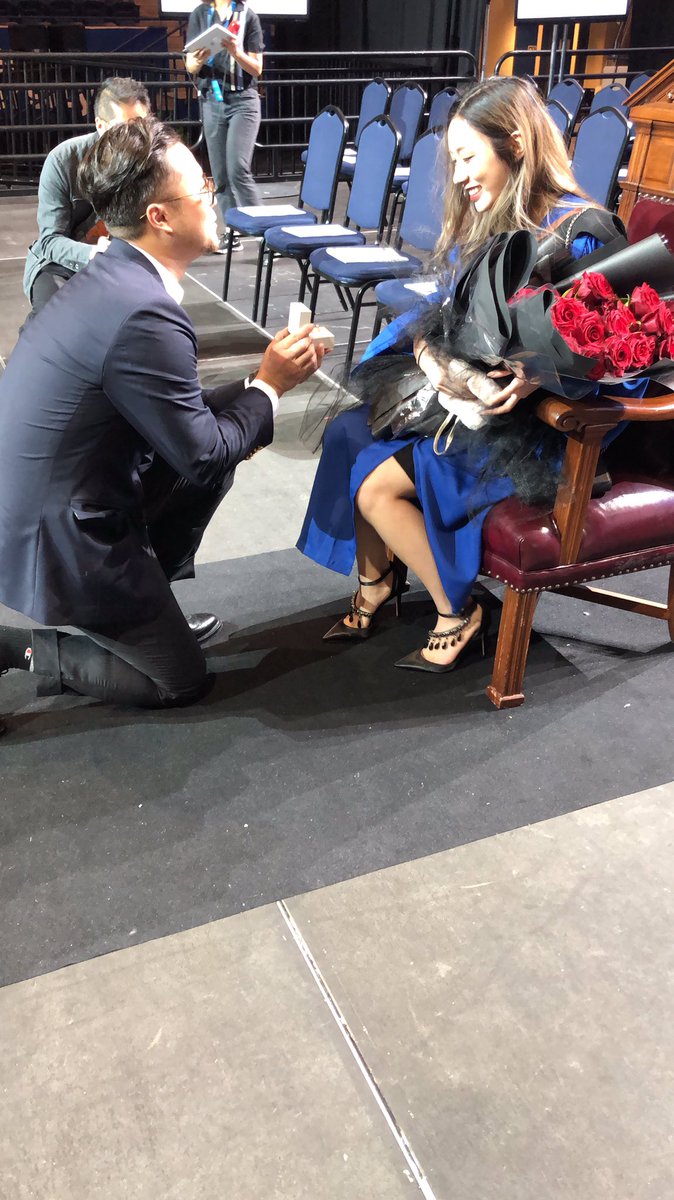 RUconvo's tweet photo. SHE SAID YES! Today’s ceremony we helped out this newly engaged couple with a proposal after her convocation ceremony ❤️💍 #ruconvo #proposal https://t.co/fkw9fhJcsW