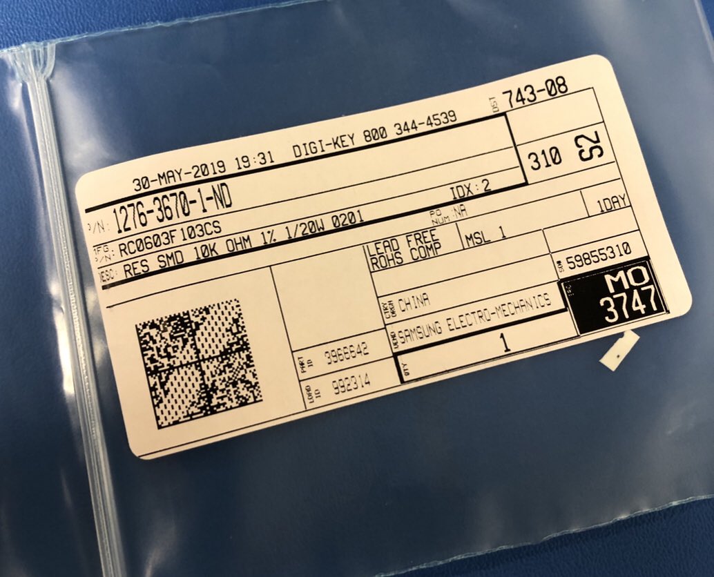 ComputerBoardEE's tweet image. Answers that question if Digikey will package and ship a single 0201 resistor