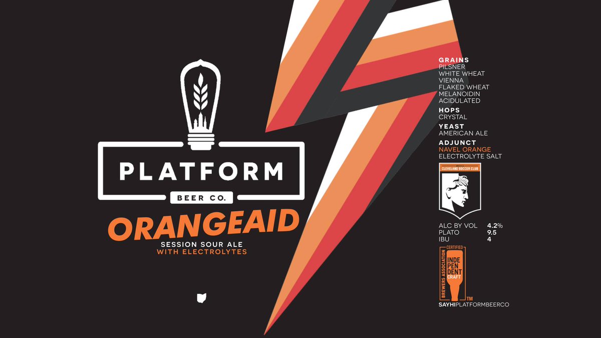 SoccerCLE's tweet photo. Can't join us in Erie tomorrow evening? Watch the game and celebrate the release of Orangeaid with our friends at @PlatformBeers and @OffsideMKT ...the event kicks off at 3 PM and goes late into the night. #WeAreCLE #PlatformRelease
https://t.co/XjeLEzmLio https://t.co/HES8PiPnQ0