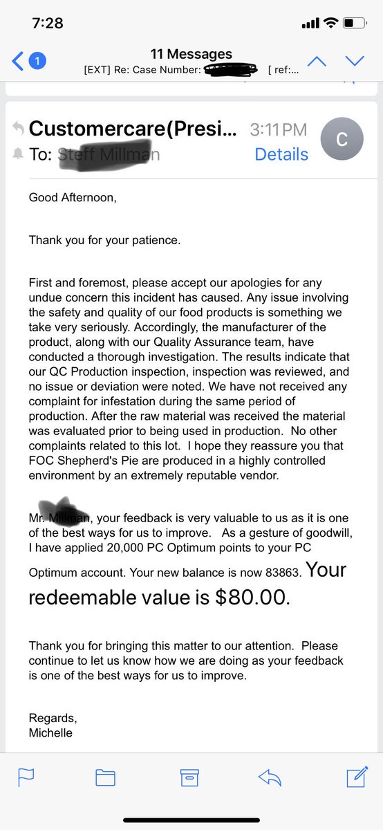 TheSamBones's tweet photo. Their response: Saying the QC dept assure them there has been no problem. Except for the fact that there was a chunk of pallet in my food. This product cost $12.99 + tax so even being generous they think all I deserve for this &amp; 2 months of waiting is $7. @loblawco @LoblawsON https://t.co/6CsPnbX3Az