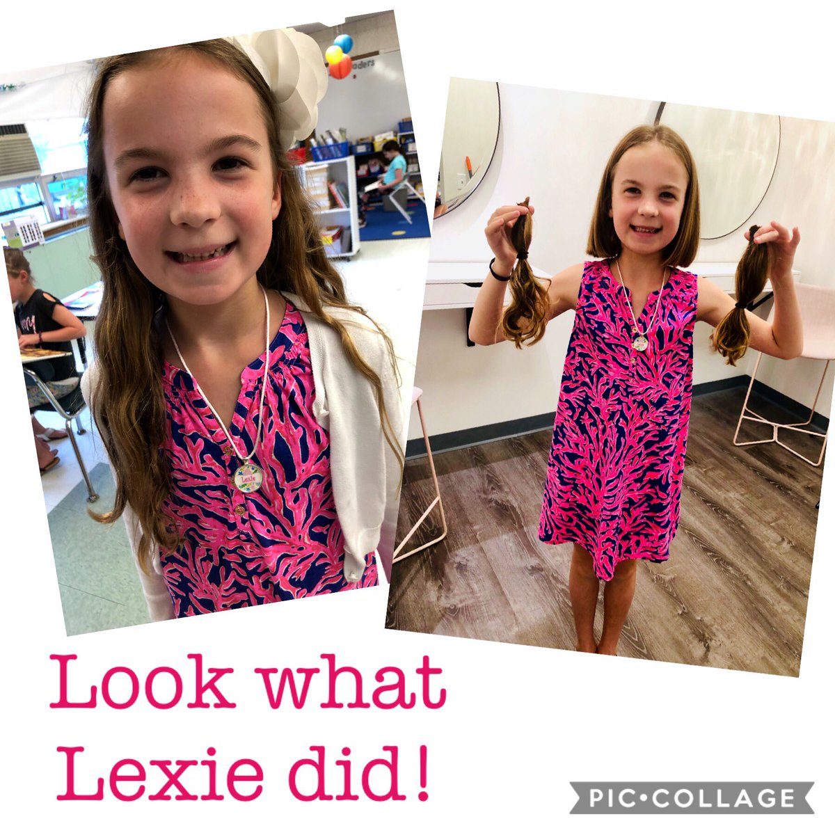 Very proud of Lexie who donated her hair to @locksoflove today! 💗#givingfeelsgood #MedfieldPS #wheelockians