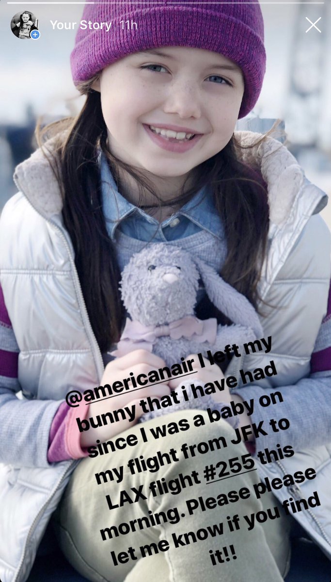 VioletMcgraw's tweet photo. @AmericanAir I left my bunny that i have had since i was a baby On flight #255 yesterday from JFK to LAX please help me find my bunny!! https://t.co/w8trhZn3f8