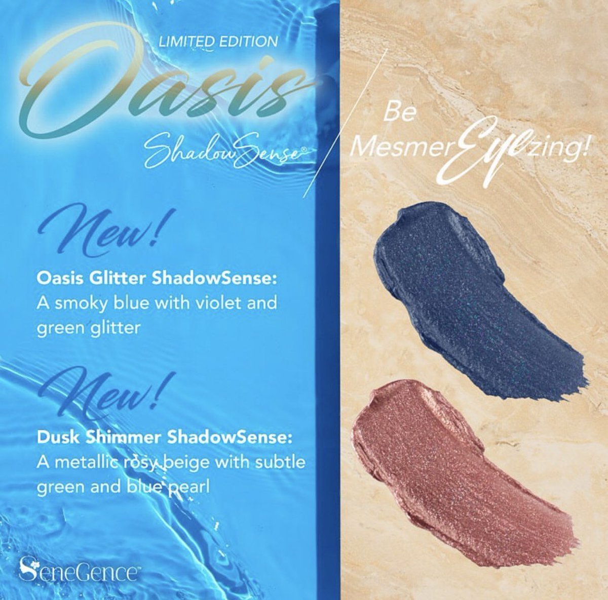 MoosesSmooches's tweet photo. #OasisCollection #ShadowSense #OasisGlitter #DuskShimmer #SeneGence #MoosesSmooches #Cosmetics #Makeup #Vegan #GlutenFree #NoLead #NoWax #Ohio #AllDayMakeup #AllDayCosmetics https://t.co/dhIz8KPkVa