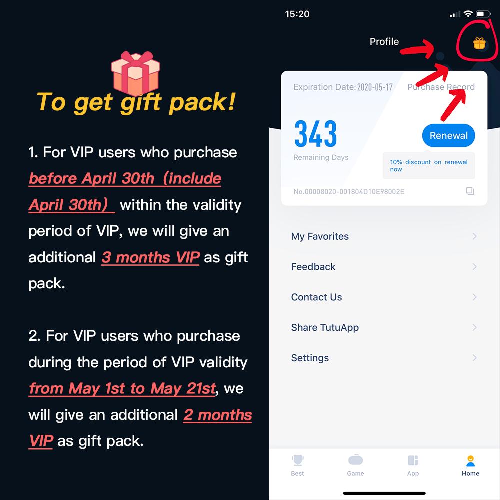 TutuApp_vip's tweet image. #iOS Since TutuApp are unstable, we have provided gift pack for VIP users.Please download the latest version to get it!
Follow me and RETWEET or LIKE this post, 2 random followers will #WIN 1 year #VIP of #TutuApp!
#Competition ends 9am 17/06/2019
Thank you for your all support!