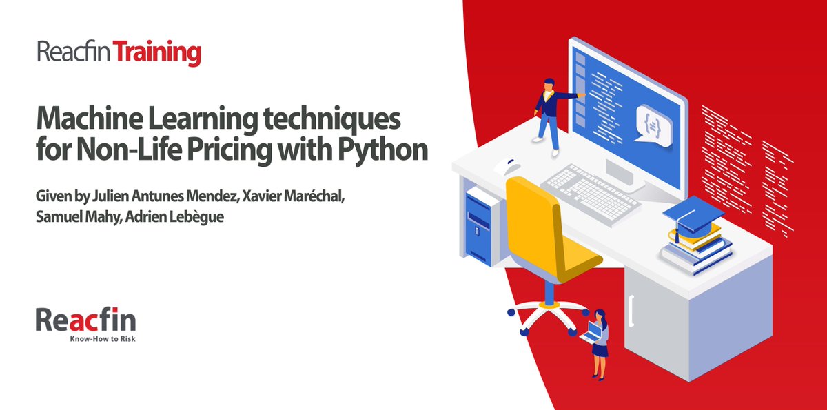This June, Julien Antunes Mendez, Xavier Maréchal, Samuel Mahy and Adrien Lebègue, will be giving a training on Machine Learning. They will focus on the applications of Python in pricing of non-life insurance products. Discover our training offer: buff.ly/2HXryU6