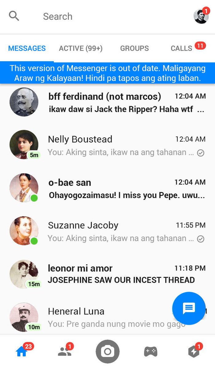 iskolarspeaks's tweet photo. BREAKING: Jose Rizal's Facebook messenger hacked on Independence Day celebration. #rp612fic https://t.co/8Y4pJbTUtw