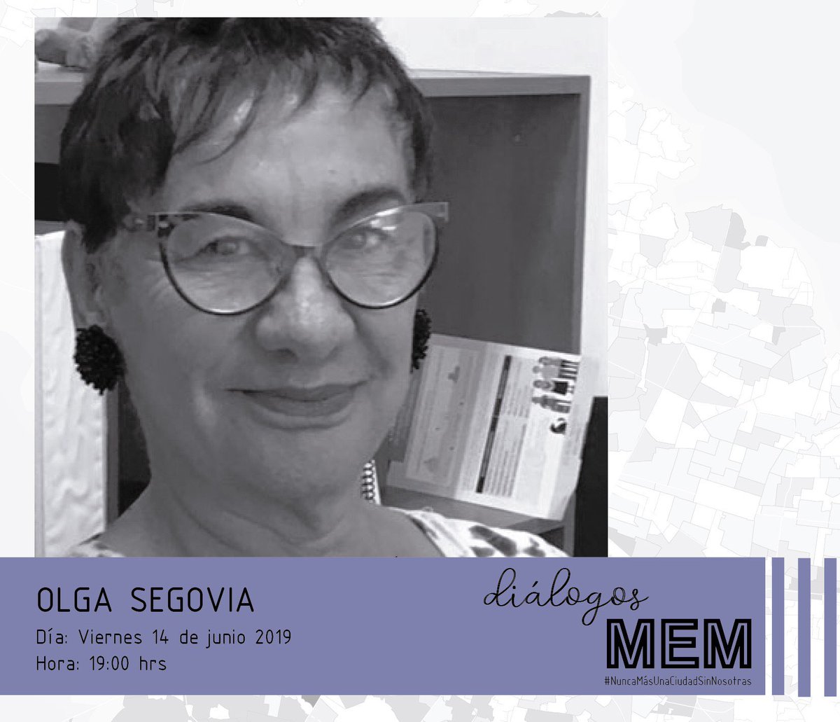 memciudad's tweet photo. La #RedMEM está muy contenta porque estará Olga Segovia en diálogo cercano con todas nosotras, ¿si saben quién es?

Arquitecta de la Universidad de Chile, integrante de Red Mujer y Hábitat de América Latina. https://t.co/SxAUKKr00t