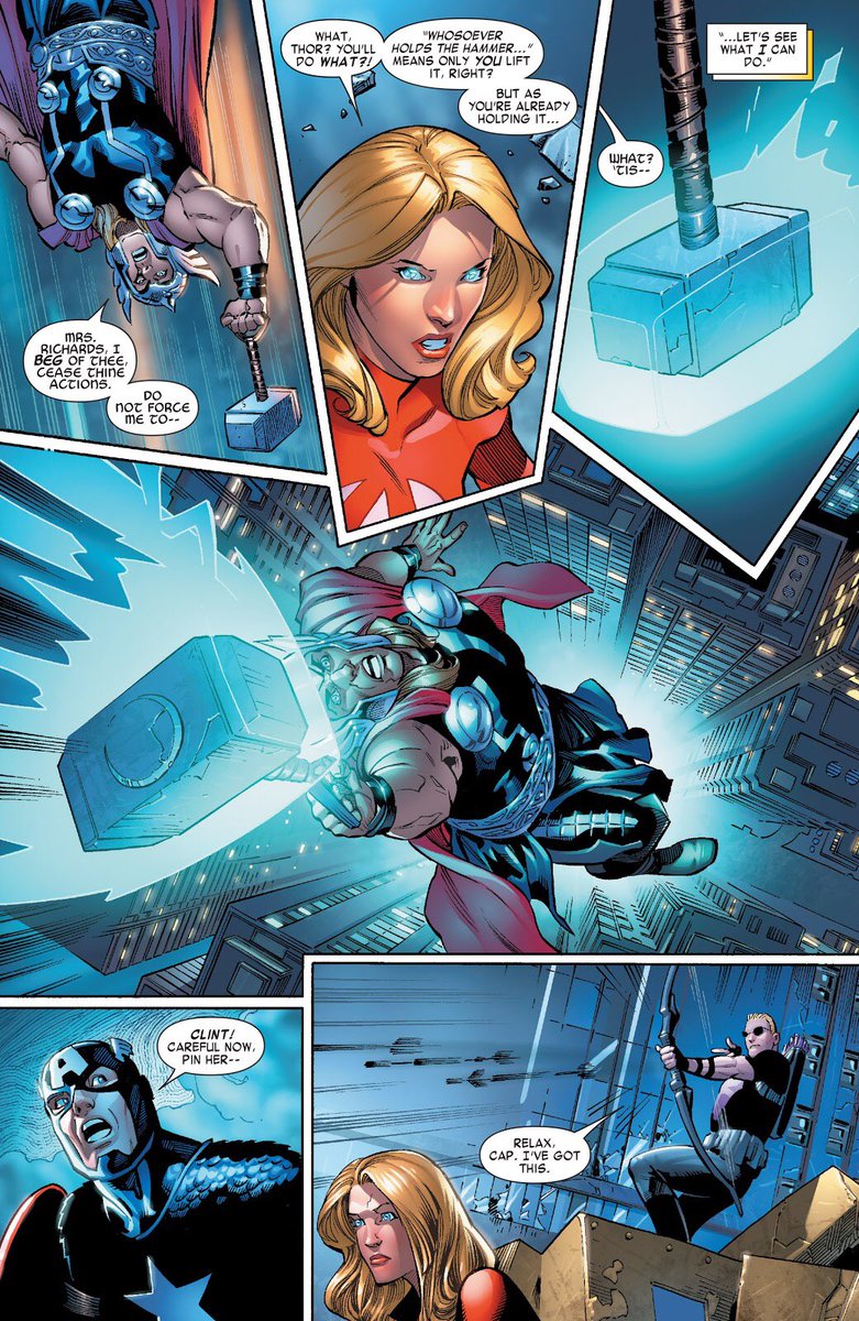 HumanTorched4's tweet photo. “Here! The rest of it where she was stopped by Jim Hammond.” 

He frowned. There was no need to shout at him just to see his Sister school the Avengers by herself. https://t.co/VdBitWN9lZ