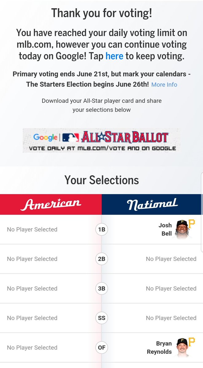 TheBuccosFan's tweet photo. @Pirates #VoteBell 🔔 #WriteInReynolds 🖊 #VotePirates ☠ @AllStarGame ⭐ #LetsGoBucs https://t.co/7tk99kAXCr