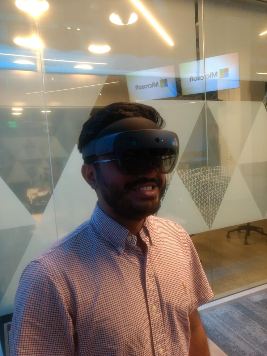 Look who got his hands on the Microsoft Hololens 2!! Our CTO showing off <a href="/hsnk/">Hasan Khan</a> #HoloLens2 #Microsoft