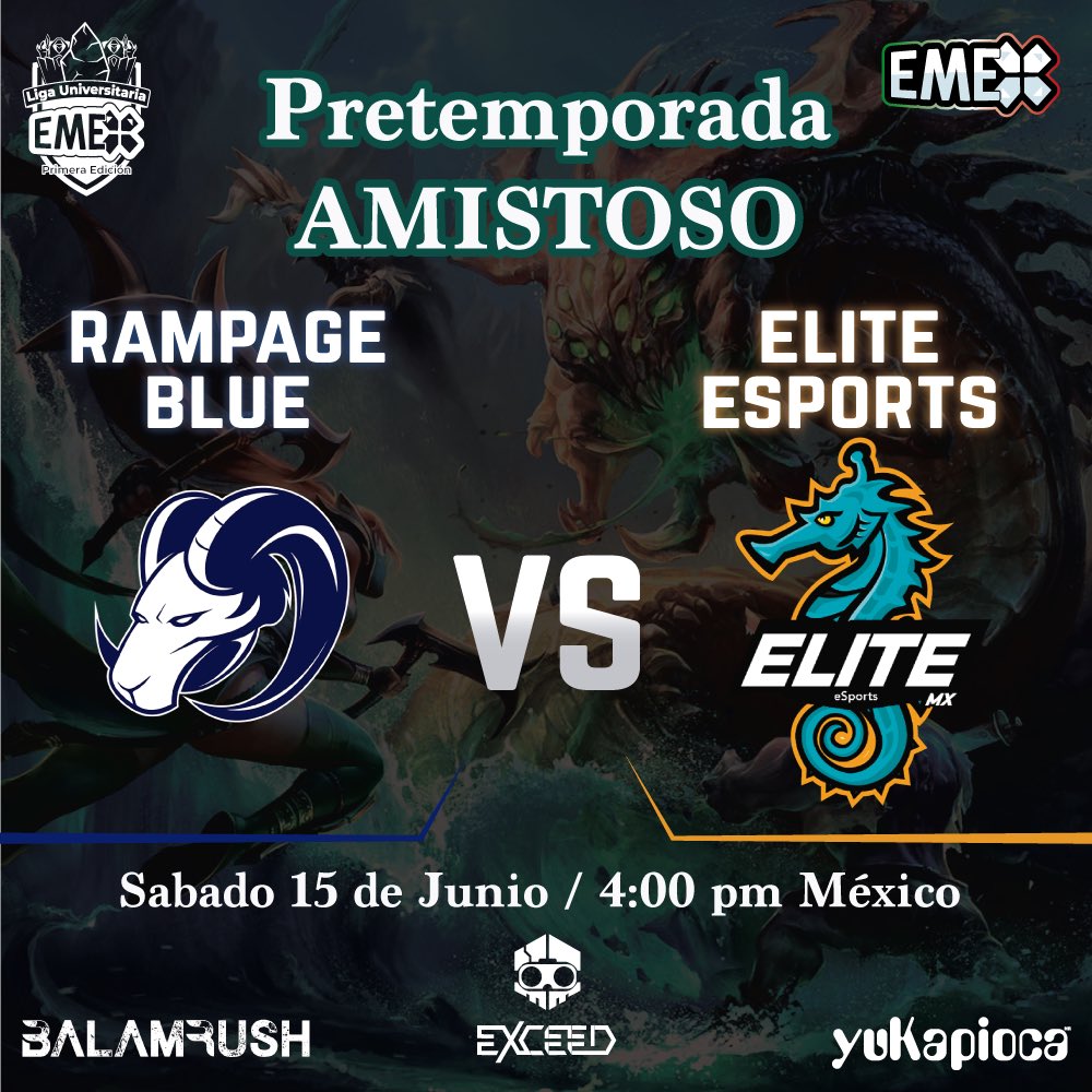 EsportsEMEX's tweet photo. 📣Estos son los partidos amistosos de pretemporada que tendremos el próximo sábado 15 de Junio🔥
Rampage Gaming vs Elite Mx 🎮 4 pm (hora de cuidad de Mexico)
Halcones e-Sports Toluca vs Reysonikers 🔥 6 pm (hora de la Ciudad de México)
#EMEX #LUEM #LoL #Esports https://t.co/OjzTlSkL8r