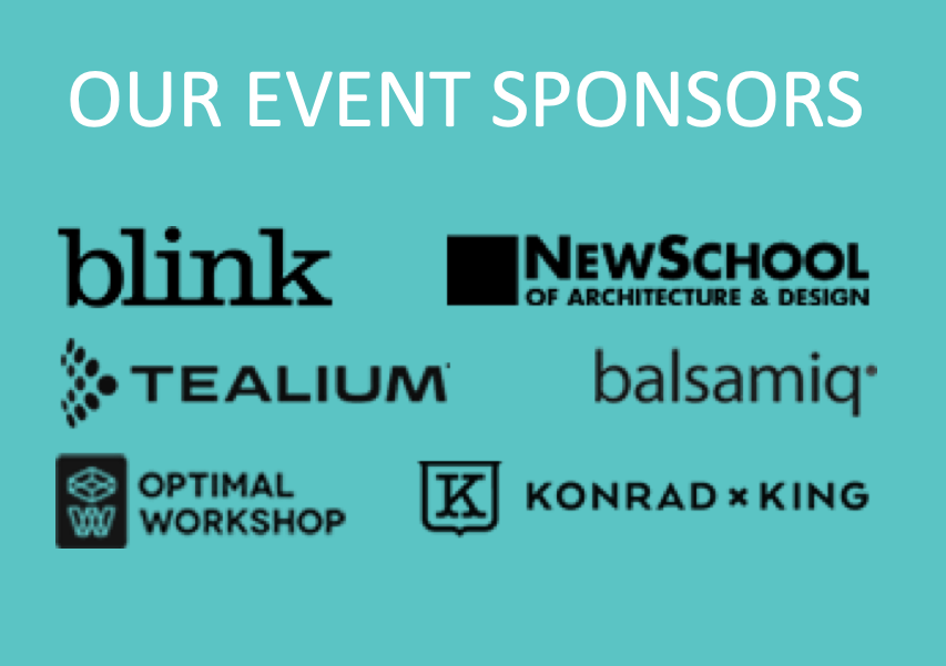 UXSpeakeasy's tweet photo. We could not have pulled off #Interaction19 // Redux San Diego without the help of our wonderful sponsors. So one more time, let's give it up for @BlinkUX, @tealium, @NewSchoolArch, @balsamiq, @konradandking, @axurerp and @optimalworkshop https://t.co/NJBK4QQE1i