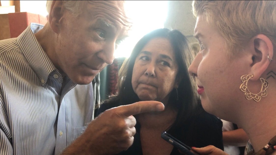 Joe Biden sticks his finger in the face of gay woman in Iowa