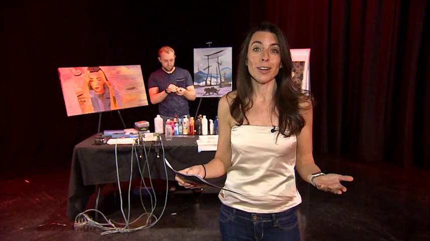 Chronicle5's tweet photo. @NEstaphan embeds at #airbrushboston to get the skinny on body painting "The body is really tough because the angles always change" #humancanvas #wackywork #oddjobs @shaynaseymour @anthonyeverett 7:30 #wcvb https://t.co/eCiYFPLyGp