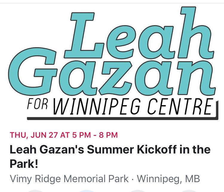 LeahGazan's tweet photo. Hope to see you there! It will be a wonderful time of family, friends, fun and community!! #SupportLocal #WinnipegCentre #Time4AMovement #Gazan4WinnipegCentre #TeamGazan #CommunityAtTheCentre #GreenNewDeal #RealGreenDeal https://t.co/1tedp70lqJ