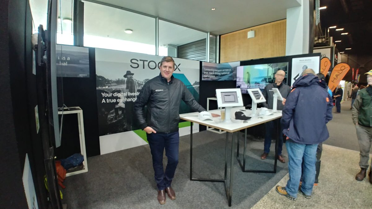 StockX_NZ's tweet photo. And we're ready to go! Digby Philip, our Livestock Operations guy is at the stand. He'd be happy to meet you and show you what we've been working on lately. We're at stand PA1A in the Mystery Creek Pavilion - you can't miss us #advancingag #agritech #tech #stockx #fieldays2019 https://t.co/MPnAuAcmhy