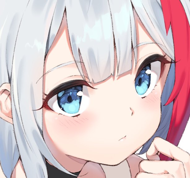 admiral graf spee (azur lane) 1girl solo blue eyes white hair streaked hair portrait looking at viewer  illustration images