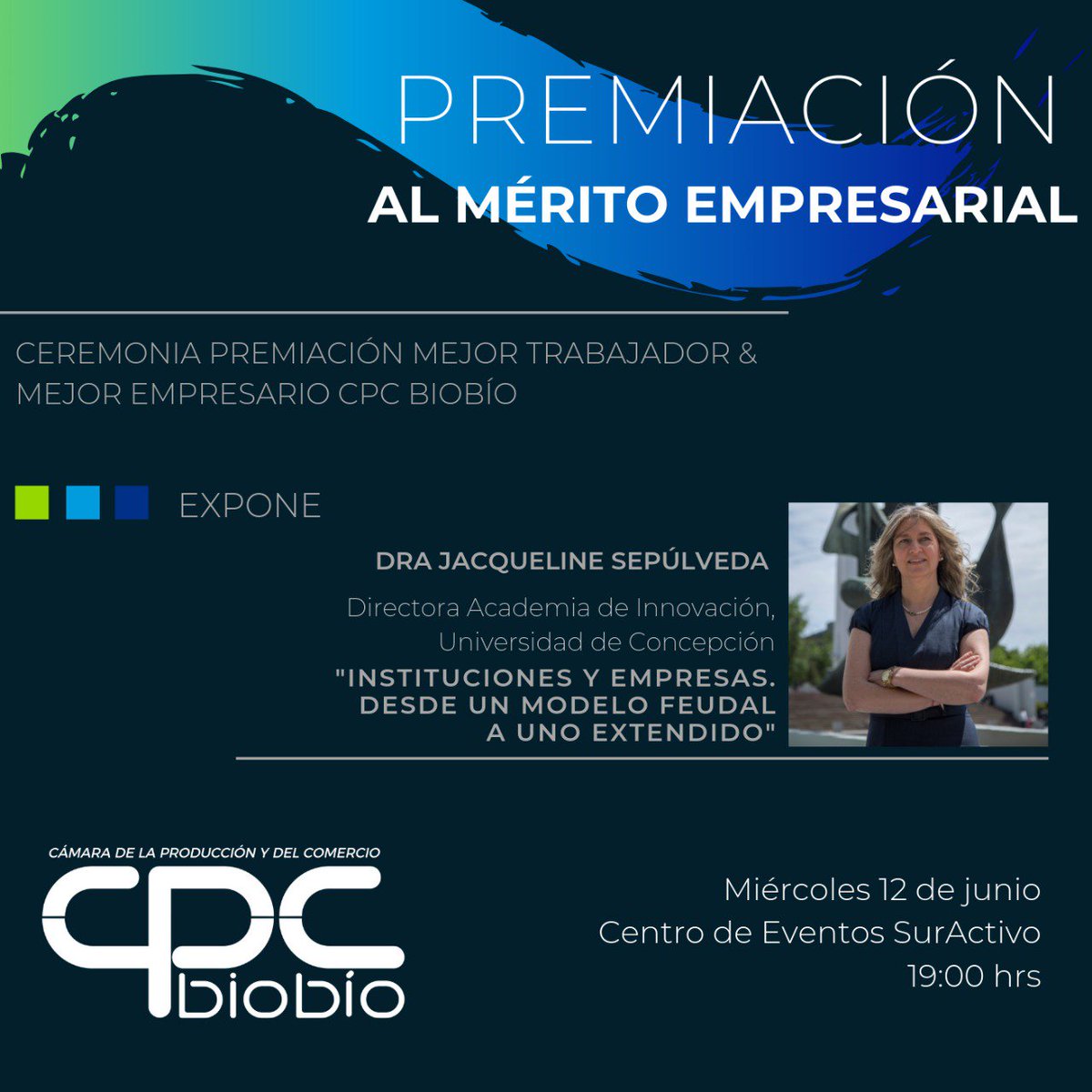 cpcbiobio's tweet photo. Socios| La CPC Biobío destaca cada año las buenas prácticas de sus empresas asociadas mediante el Premio Al Mérito Empresarial. Este año nos acompañará @JackieUdeC con su exposición "Instituciones y empresas, desde un modelo feudal a uno extendido" ¡No te lo pierdas! 
@selloudec https://t.co/9NZnZQQGZt