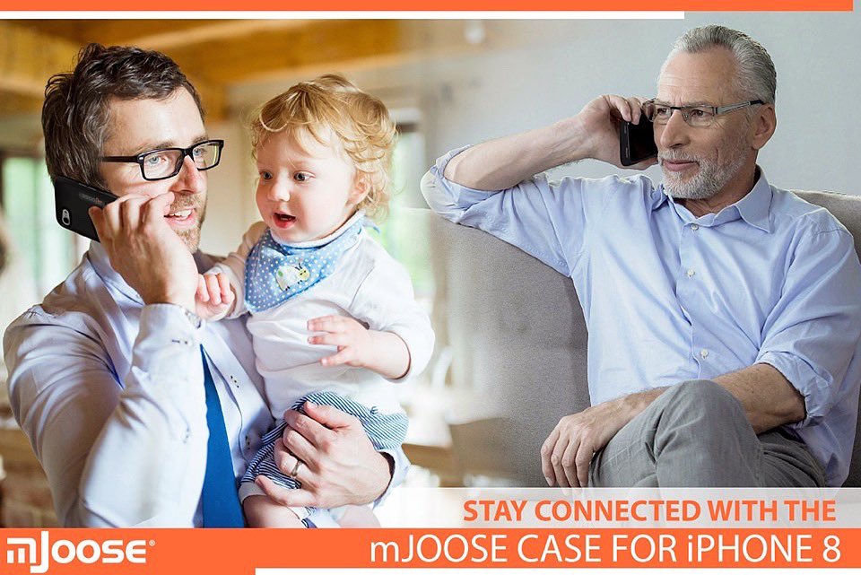 mJooseTech's tweet photo. Dads want to be there when their families need them.  The mJoose case for iPhone 8 contains patented technology that amplifies the phone’s cellular signal and provides more battery. Available for purchase on Amazon: https://t.co/id5ScHqIMV https://t.co/aVb756fnul