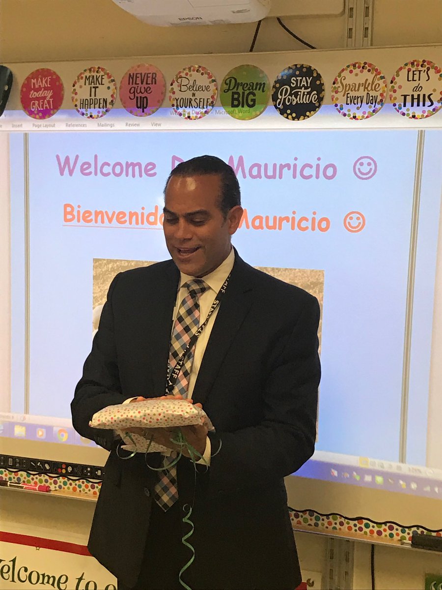 OaksideAwesome's tweet photo. Mrs. Lynch’s 3rd grd #DualLanguage class received a visit from @DrDavidMauricio. He assisted w/ completing their “Big 5 Rocks” project. The students presented him w/a #thankyou gift, a “BElieve in YOUrself” shirt which, he wore proudly. #peekskillpride https://t.co/QtXAK4BxU0