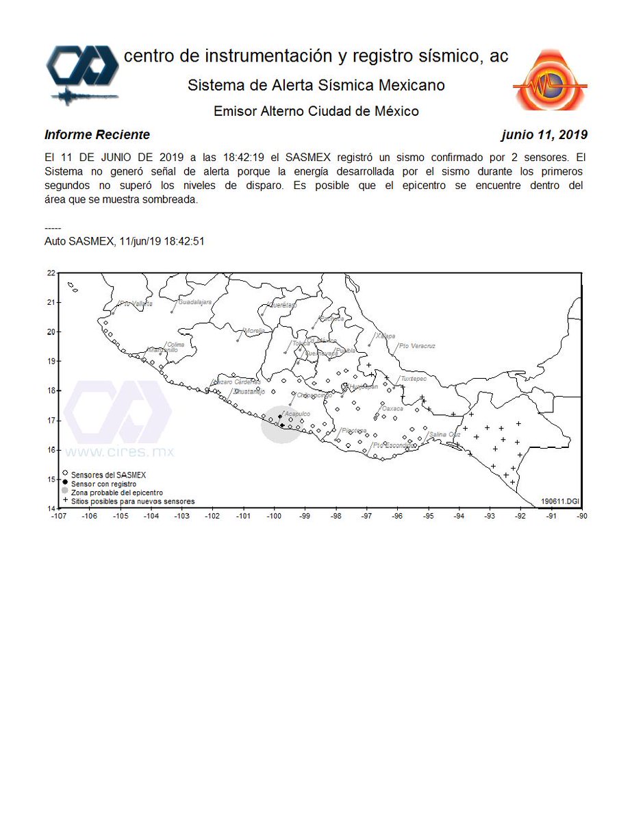 SASMEX's tweet image. Informe @cires_ac por #sismo 11/Jun/2019 18:42:19 #sasmex #TenemosSismo

sasmex.net
cires.mx