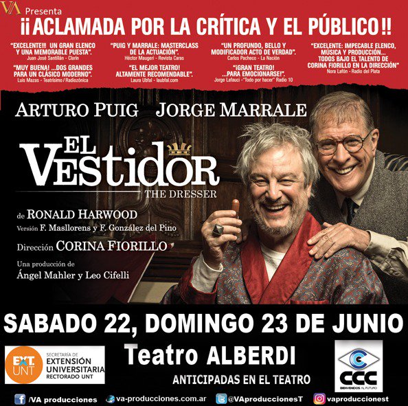 'EL VESTIDOR" <a href="/elvestidorok/">El Vestidor Teatro</a> SABADO 22 Y DOMINGO  23 DE JUNIO -TEATRO ALBERDI <a href="/TeatroAlberdi/">Alberdi UNT</a>
APURA POR TUS ENTRADAS